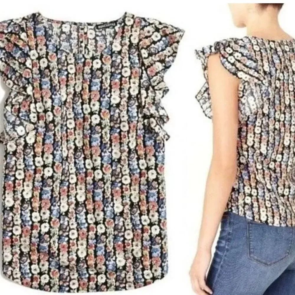 J.Crew Mercantile NWT floral ruffled blouse xs
